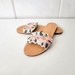 Draper James Floral Embroidered Slip-On Sandals Size 9